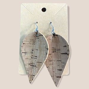 Cork Wood Inspired Reverse Teardrop Earrings